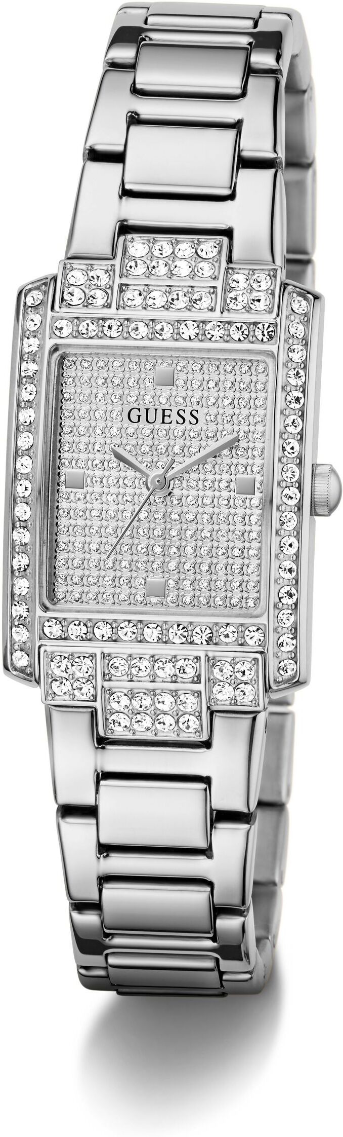 Quarzuhr GUESS "BONNET", silberfarben, silberfarben, silberfarben, Armbanduhren, Damen, silberfarben, Quarzuhr, Armbanduhr, Damenuhr, Edelstahlarmband, analog