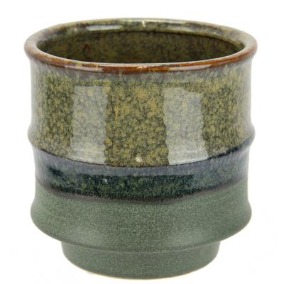 Dekovase I.GE.A. "Topf aus Keramik", grün, B:15cm H:15cm, Keramik, Vasen, Blumentopf geriffelt Zylinderform Übertopf Keramikvase Deko Dekovase