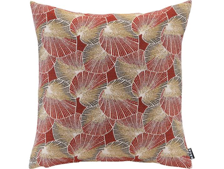 Dekokissen H.O.C.K. Lotus , rot (terra, rostorange, geblümt), B:45cm H:10cm L:45cm, Polyester, Dekokissen_Sitzkissen_Kissenhüllen, Dekokissen, mit Lotusblume, Kissenhülle mit Füllung, 1 Stück
