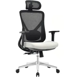 OfficeSense OS130 Ergonomischer Bürostuhl – Mesh Bürostuhl – Mit 3D-Armlehnen – Lendenstütze – Gamingstuhl – Grau – Erwachsene
