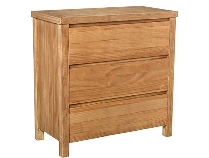 DRW Kommode mit 3 Schubladen aus Holz in Natur, 80 x 80 x 40 cm