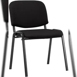 Décoshop26 -Stapelbarer Besucherstuhl für Wartebereiche schwarzer Stoffbezug 4-beiniges schwarzes Metallgestell 10_0008300