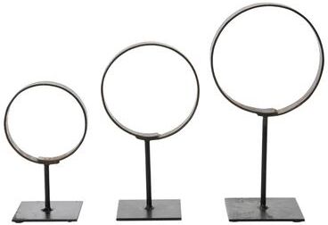 Storied Home Decorative Modern Found Metal Rings on Stands, Set of 3
