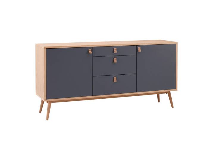 Sideboard Lena Grau/ Eichefarben Echtholz