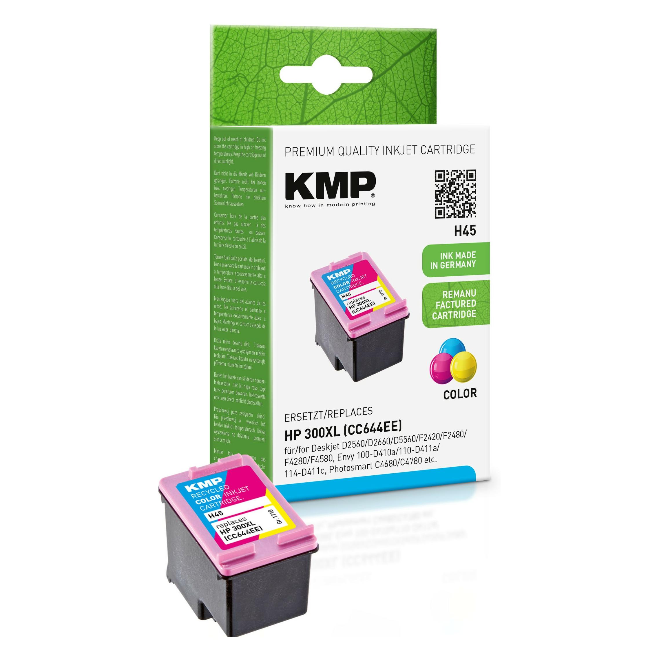 KMP H45 Tintenpatrone color komp. mit HP CC 644 EE Nr. 300XL (C, M, Y) (1710,4440)