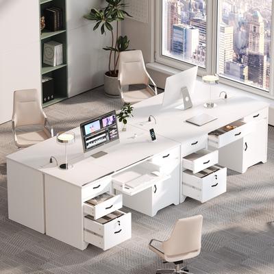 "Bestier 59"" Rectangular Black Executive Desk with Lockable File Drawer and Power Outlet, Office Desk with 2-in-1 Keyboard Drawer"