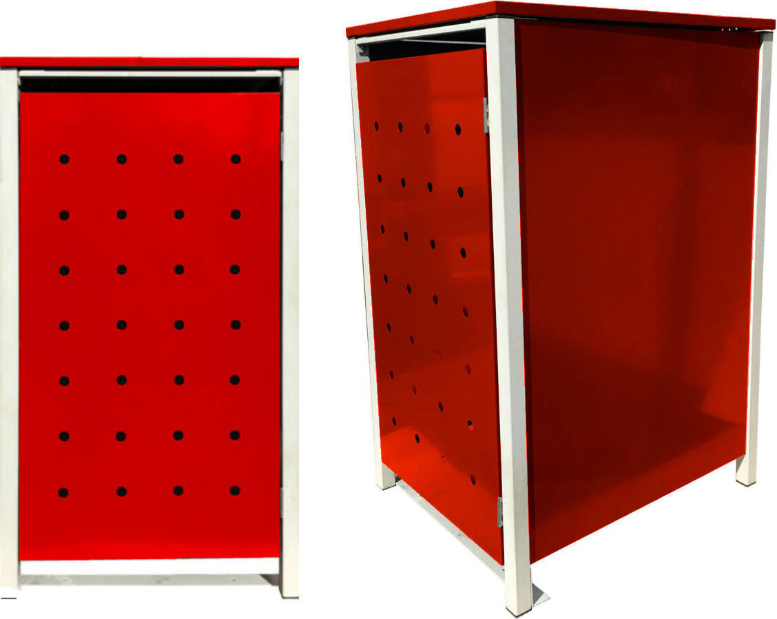 1 Tailor Mülltonnenbox Basic für 240 Liter Tonne / Stanzung 1 / Rot / Grau