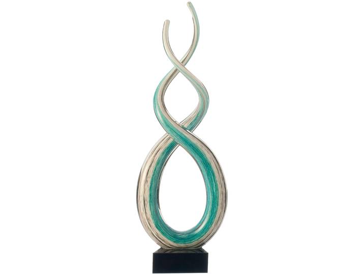 Dekofigur LEONARDO Skulptur 39 cm türkis Rotate , blau (türkis), B:13cm H:38,5cm T:8cm Ø:13cm, Glas, Dekofiguren, Dekofigur