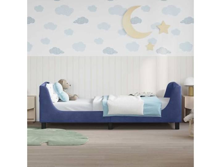KTHLBRH Kinderbett blau Polizei 90 x 200 cm Technisches Holz, Lattenrost im Lieferumfang enthalten, niedriges Profil-Design, einfach zu montieren