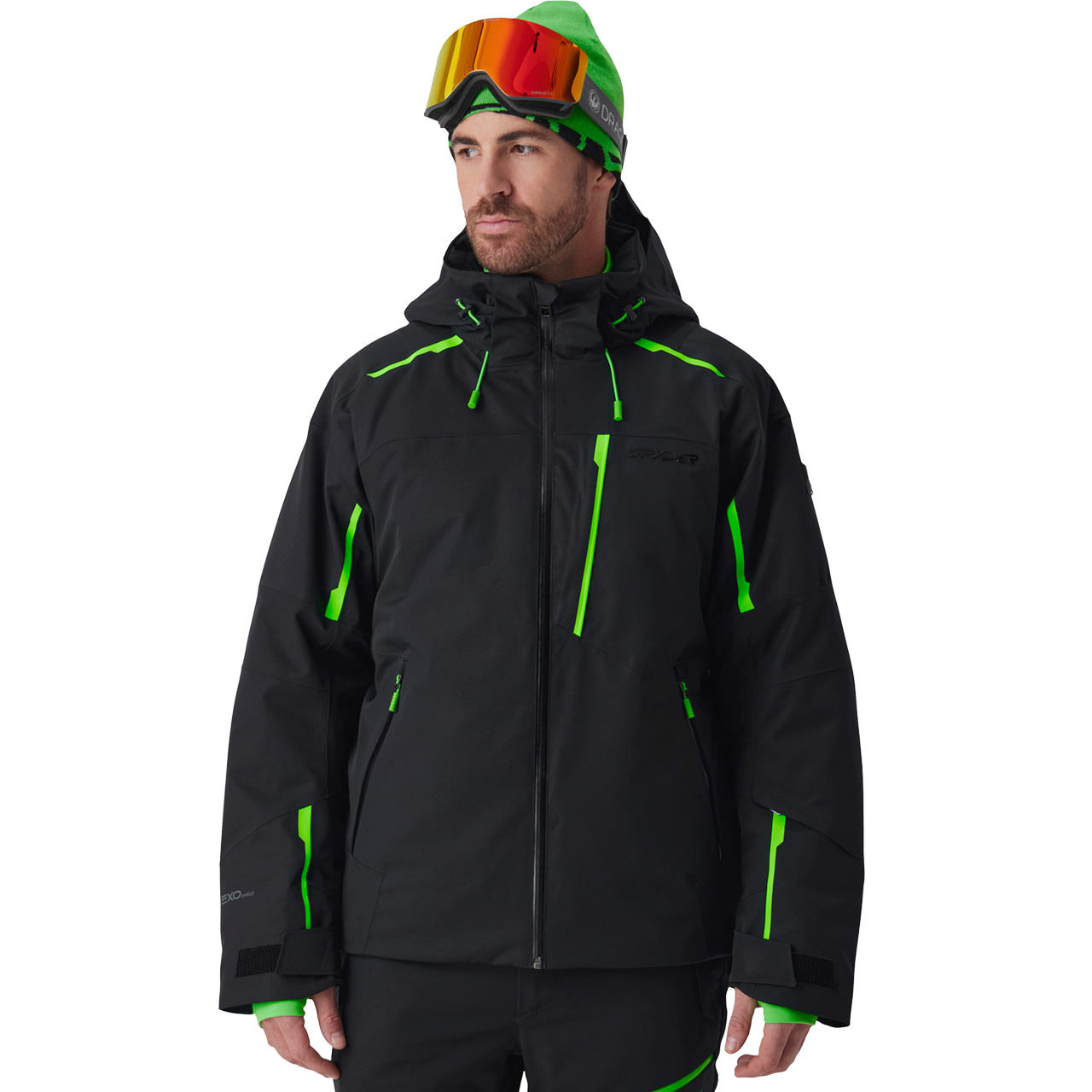 Spyder Herren Skijacke LEADER black/strobe green - M