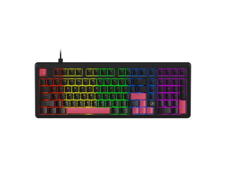 AJAZZ AK980 Clavier mécanique filaire 98 %, disposition QWERTY américaine, montage sur joint, rétroéclairage arc-en-ciel - Prise en charge du remplacement à chaud - Commutateur rouge - Noir et rouge