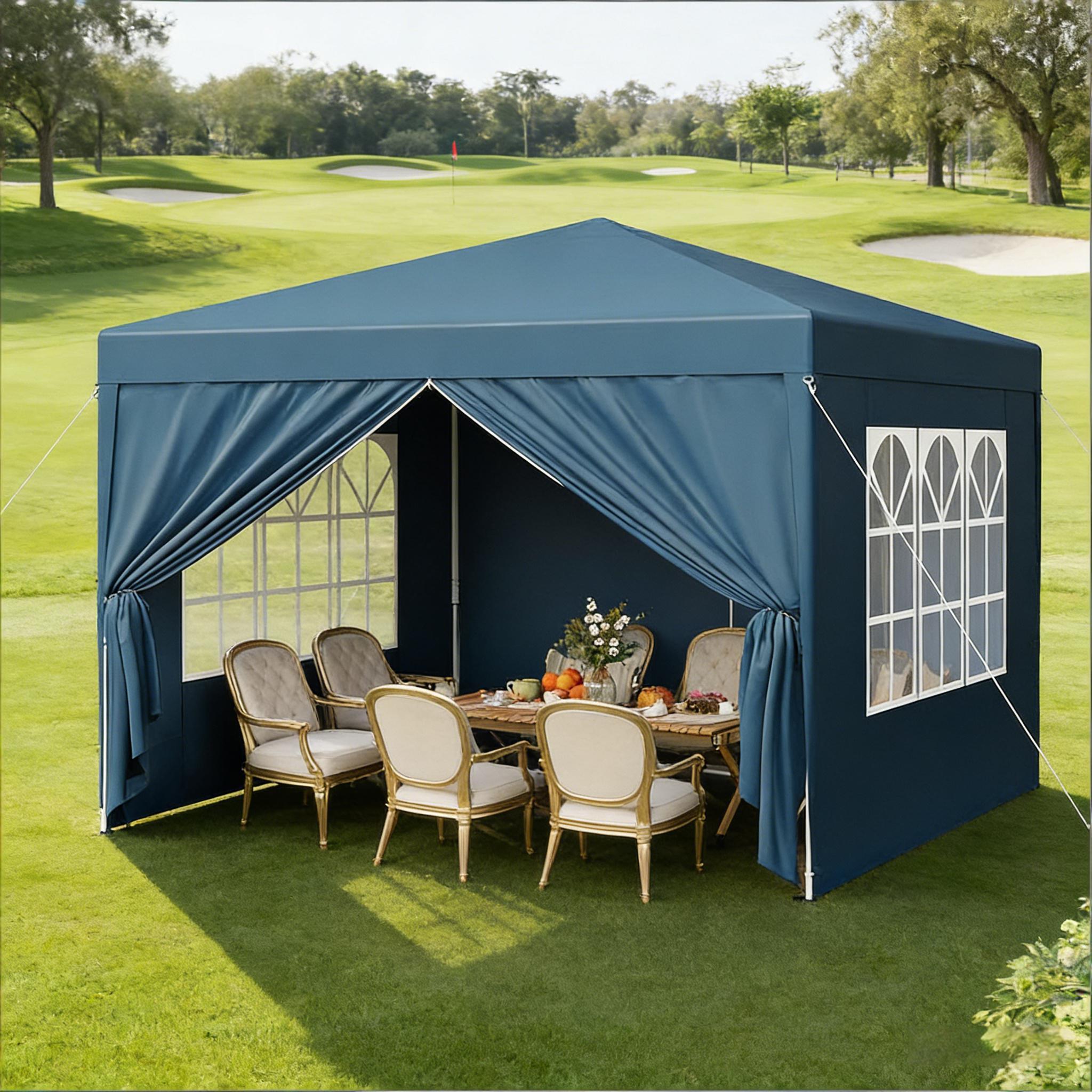 Gartenpavillon, 3 x 3 Meter - Verstellbare Höhe 250-258 cm - Wasserdichtes Oxford-Gewebe