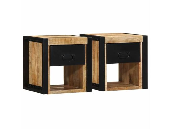 Heofavd Wandnachttisch 2er Set 40x35x40 cm Massivholz Mangoholz Natur