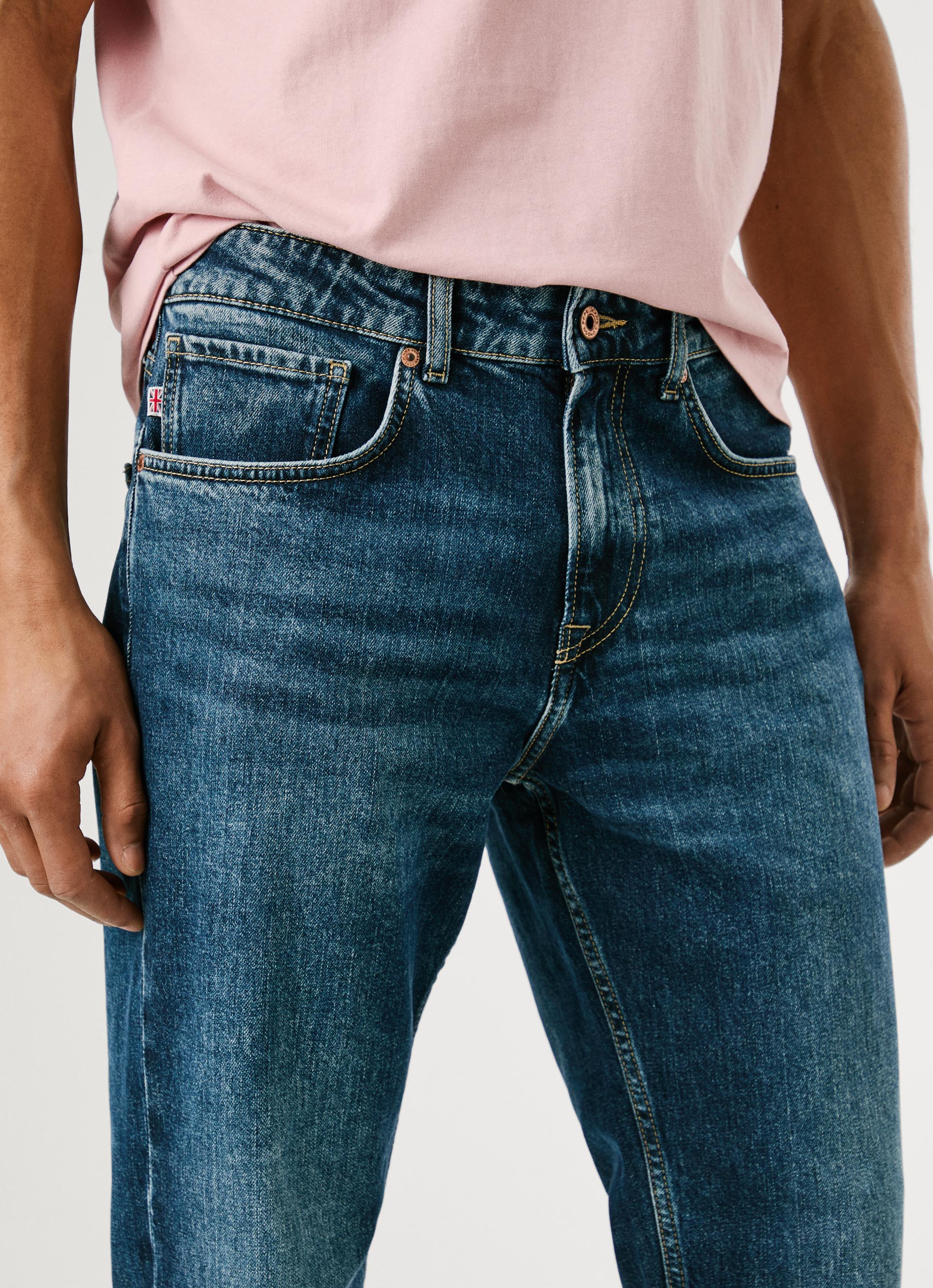 Straight-Jeans PEPE JEANS "CASH", Herren, Gr. 30, Länge 34, blau (used blau), Denim/Jeans, Obermaterial: 99% Baumwolle, 1% Elasthan, normal lang, Jeans Straight-Jeans, Regular Waist used blau 30, Länge 34