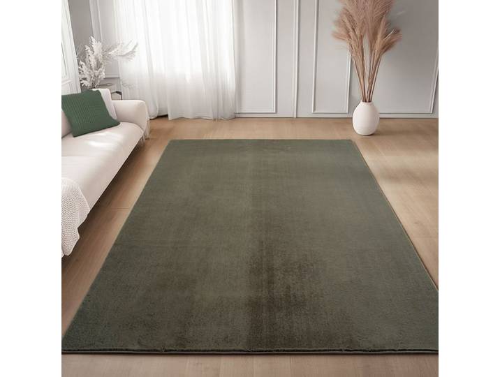 Carpettex Tapis Vert 240x340 cm  Lavable Tapis à Poils Courts Doucement Antidérapant pour Chambre Salon