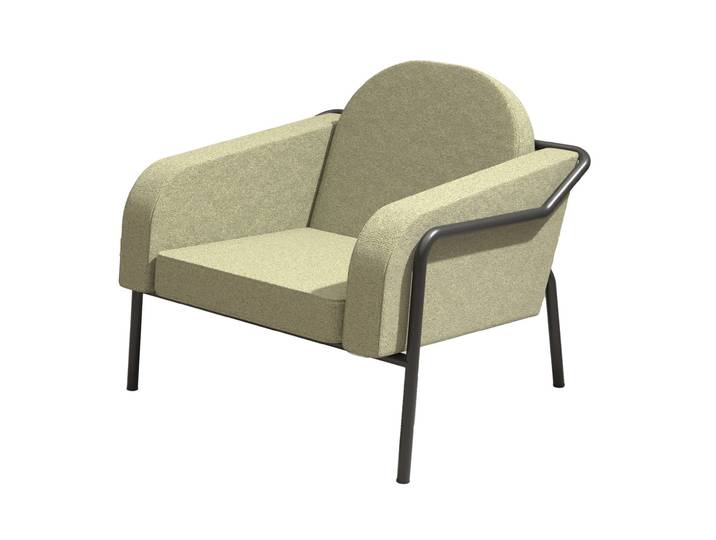 Fauteuil d'accueil Medso ''L'' en tissu Vert - pieds métal Noir