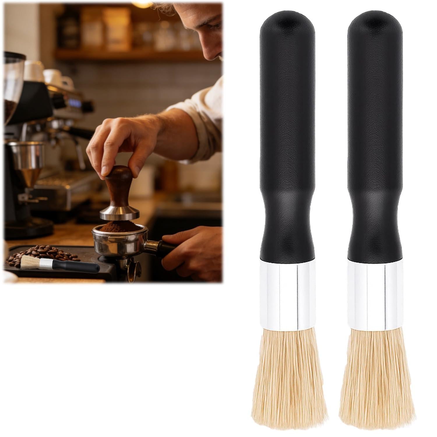 Dripio Reinigingsborstel voor koffiemachines, 2 stuks, zwart, Hoogte: 14,5 cm