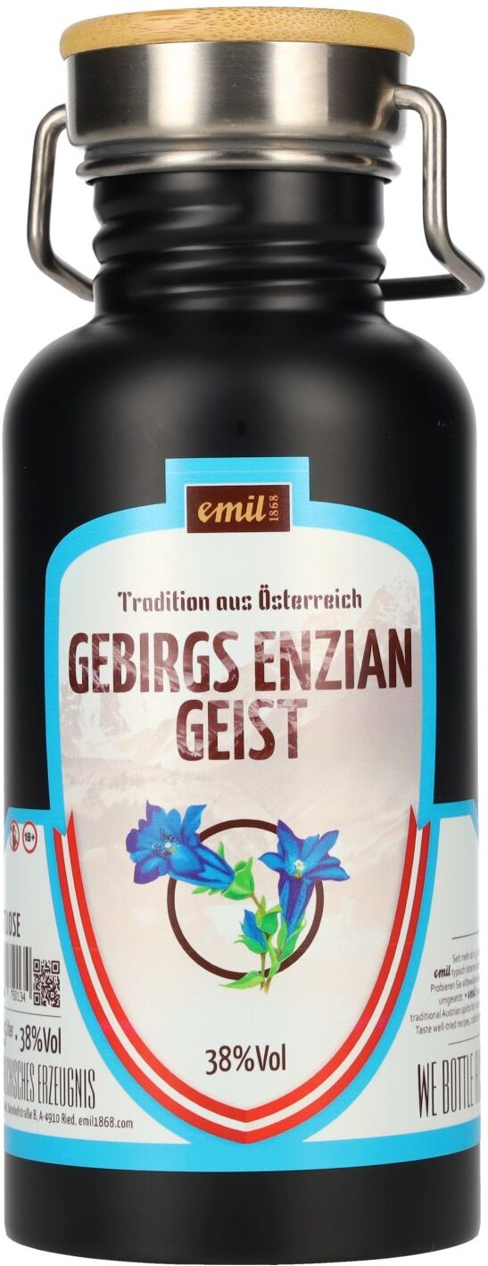 emil 1868 Gebirgs Enzian Geist 38% Vol. 0,5l in Edelstahlkanne