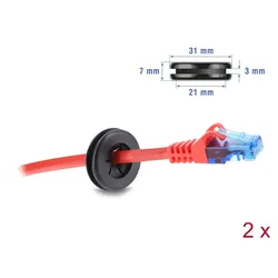 DELOCK Gummi Kabeldurchführung rund 25 mm Durchm. Schwarz