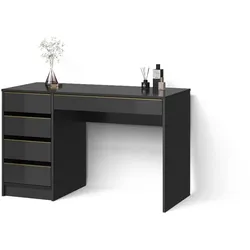 SCHMINKTISCH Imola, Schwarz/Gold, ohne Spiegel