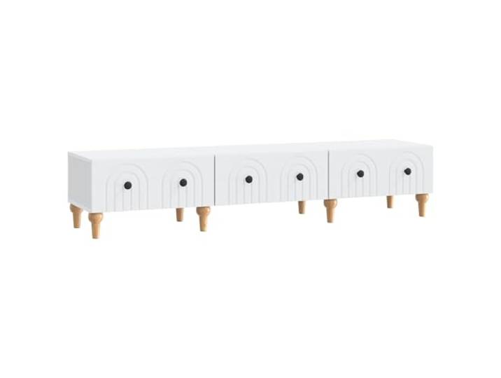 Favemtsl TV-Schrank Weiss 147x34,5x30 cm Lowboard mit 3 Schubladen Modernes Fernsehschrank Möbelstück aus Holzwerkstoff für Wohnzimmer und Schlafzimmer, 60 kg Belastbarkeit.