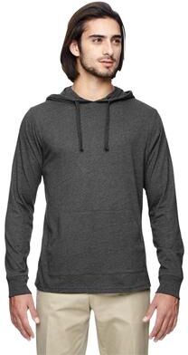 econscious EC1085 Eco Jersey Pullover Hooded Long Sleeve T-Shirt in Charcoal/Black size Small   Organic