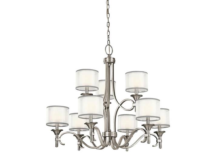Elstead Lighting Kronleuchter Lacey, Silberfarben, Metall, Glas, 84.9 cm, RoHS, höhenverstellbar, Lampen & Leuchten, Innenbeleuchtung, Hängeleuchten, Kronleuchter