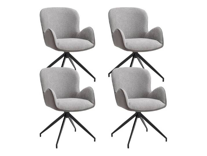 LuxusKollektion Esszimmerstuhl Esszimmerstuhl 4er Set Grau Chenille Drehbar