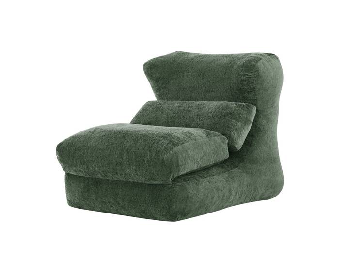 Fauteuil convertible en chenille vert 90x118x86cm
