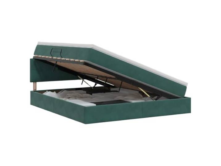 KTHLBRH Bett mit Stauraum, dunkelgrün, 160 x 200 cm, Samt Hydraulisches Heben, Platz unter der Matratze, quadratische Griffe, minimalistischer Stil, Trockentuch
