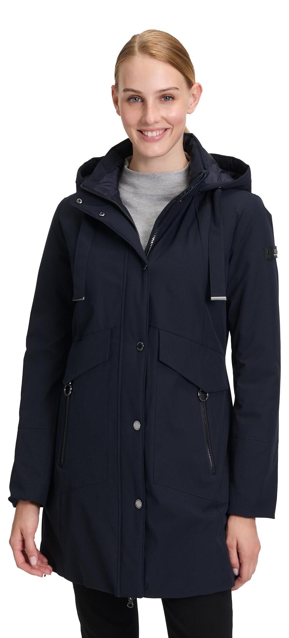 Betty Barclay Damen Jacke, leicht tailliert, mit abnehmbarer Kapuze, Gesamtlänge 86 cm
