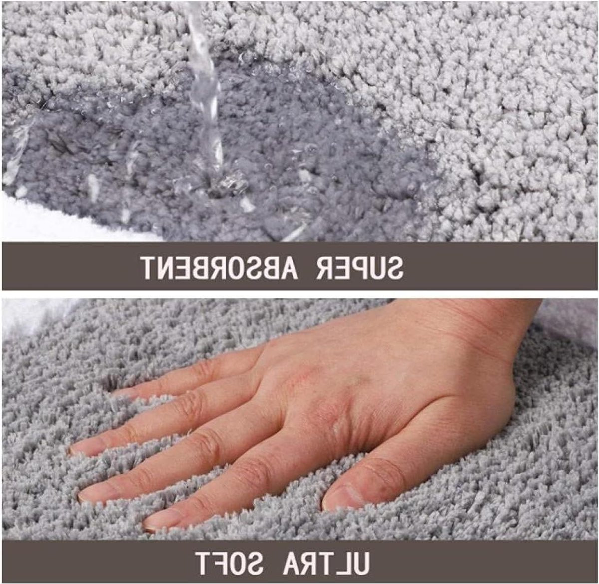 Ultra waterabsorberende antislip badkamermat in paars, rechthoekig