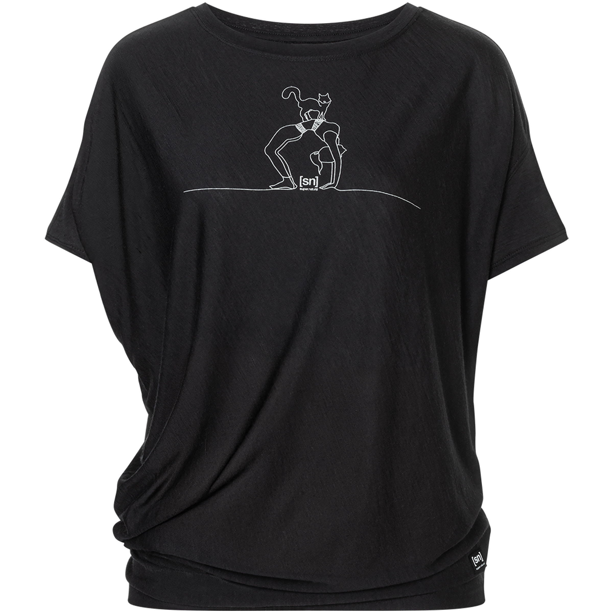 Super.Natural Cat Yoga Loose Damen T-Shirts schwarz Größe XL Lifestyle | Yoga Hautfreundlich Merinowolle