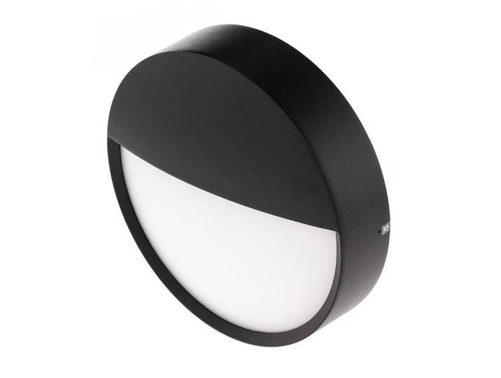 BRUMBERG Eye LED-Außenwandleuchte, halb, schwarz, schwarz, für Flurbereich, Aluminium