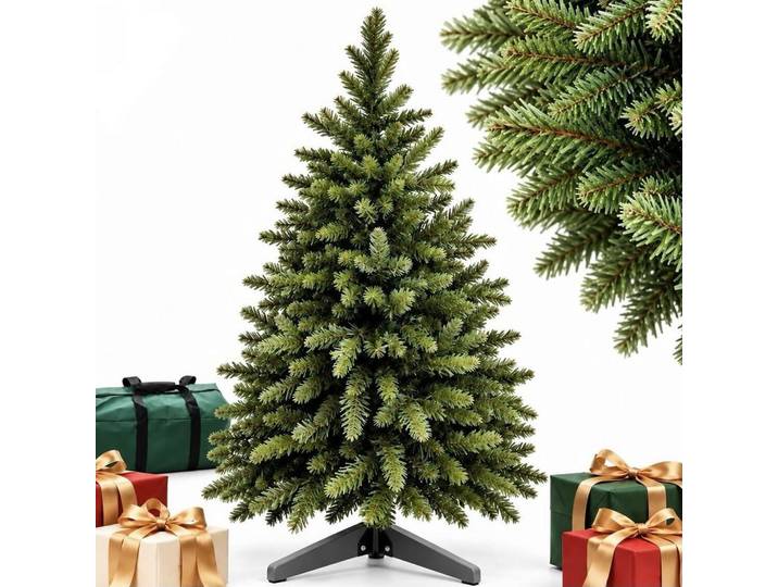 Relaxdays Weihnachtsbaum Grün künstlich Nordmanntanne 210 cm ohne Beleuchtung, Dunkelgrün, Kunststoff, Holz, 210 cm, Dekoration, Weihnachtsdekoration, Christbaum & Zubehör