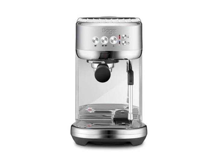 Sage The Bambino Plus, Kompakte Kaffeemaschine, Gebürsteter Edelstahl Kompakte Kaffeemaschine mit automatischem Milchaufschäumer, 9 Bar, 1,9 l Wassertank, Siebträgermaschine