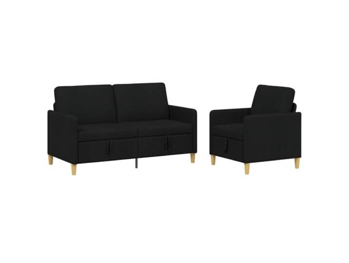 Coespram Sofagarnitur mit Stauraum 2-Teilig Schwarz Polyester Couch Set Praktisches Couch-Set für Wohnzimmer und Gästebereich mit klappbarer Sitzfläche für verdeckten Stauraum im Alltag.