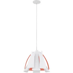 Pendelleuchte Pendellampe Hängeleuchte Wohnzimmerlampe, Retro Metall weiß Folien orange, E27 Fassung, DxH 43,5x110cm