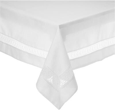 Violet Linen Splendour Exquisite Macrame Lace Border Pattern, Polyester Embroidered Lace, Tablecloth
