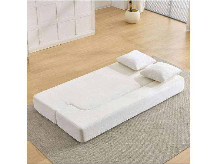 Futon pliant 2-en-1 canapé/banquette sans assemblage portable idéal salon et chambre blanc