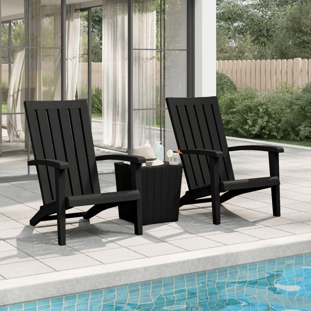 Ergonomischer Gartensessel in Holzoptik aus Polypropylen für Terrasse und Garten, schwarz, 2 Stück