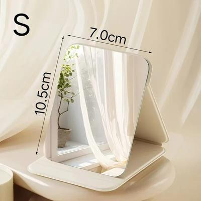 Uplift Essentials Portable Compact Folding Desktop Makeup Mirror white S