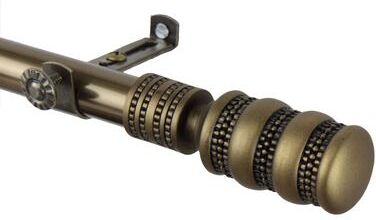 InStyleDesign Cork Finial Adjustable Antique Brass Curtain Rod Set - Antique Brass