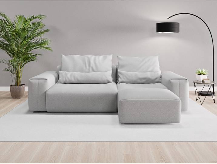 Ecksofa Denver Nr. 1 rechts - Grau (Lichtgrau) - Softwolle