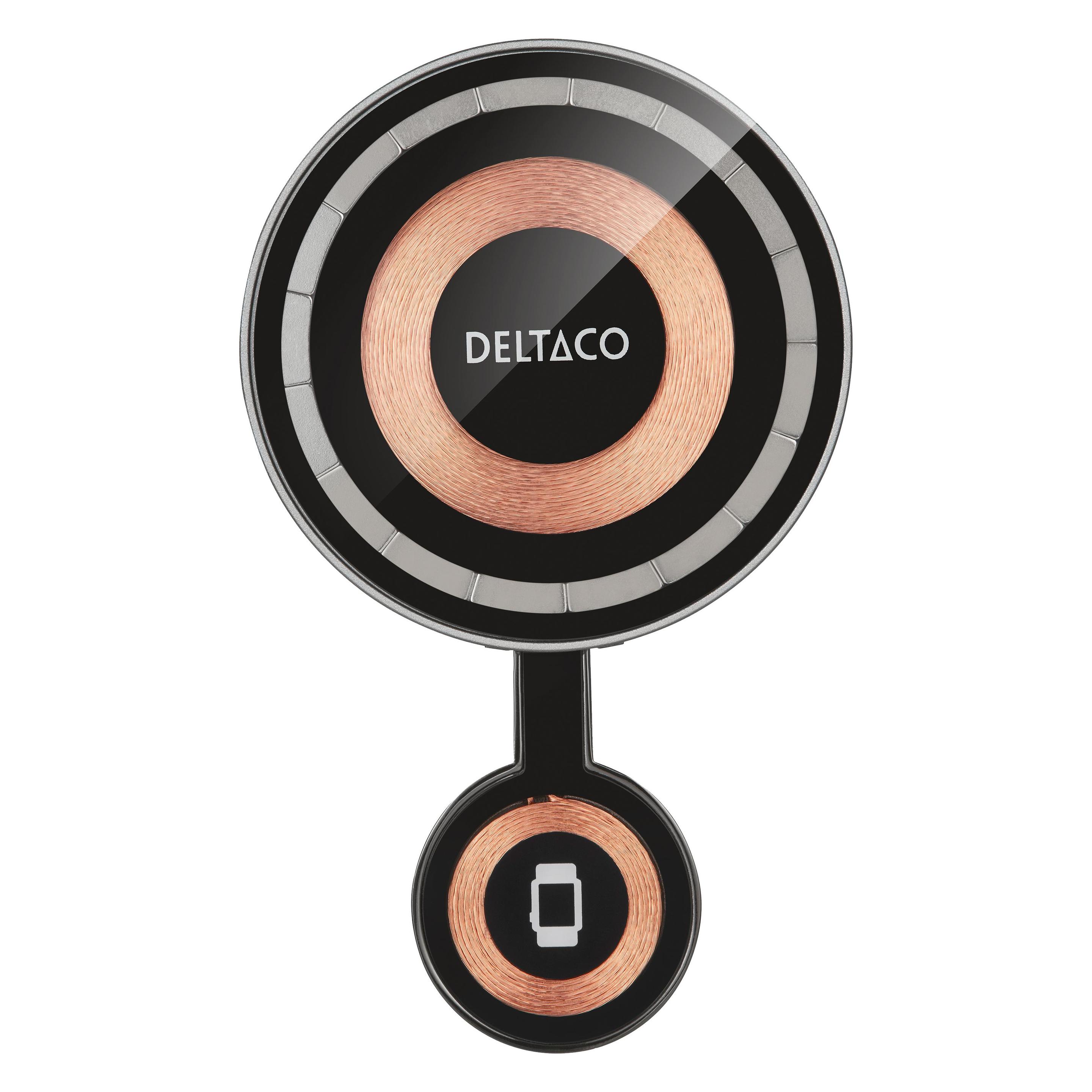 Deltaco 2-in-1 wireless charger 15W transparent (15 W) (QI-1046)