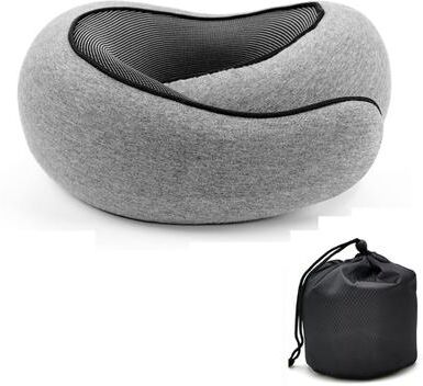Friendly Fresh Finds Memory Foam Travel Neck Pillow U Shaped Snail Style Neck Support For Comfort & Relaxation, Adjustable, Soft & Portable dark Gray