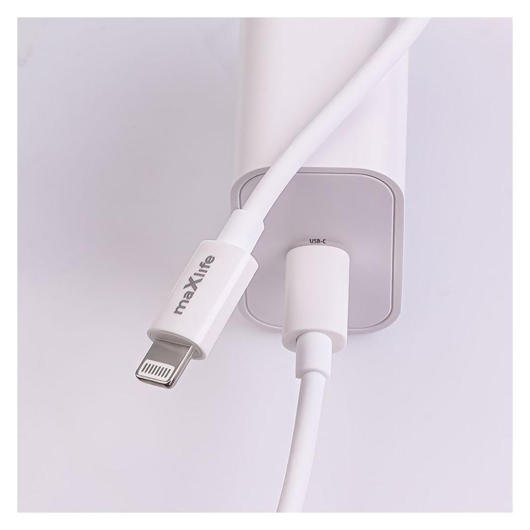 Maxlife MXTC-06 PD QC Ladegerät 1x USB-C 20W weiss + USB-C - Lightning Kabel 20W (20 W, 1 Port) (47044838)