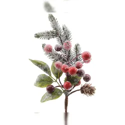 Christmas Decorations Künstliche Tannenzweige 24cm Dekozweige Kunstzweige PE Spritzguss Beeren Schnee