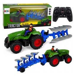 Lean Toys Traktor mit Pflug und Bauer, ferngesteuert, Massstab 1:24 (72543604)