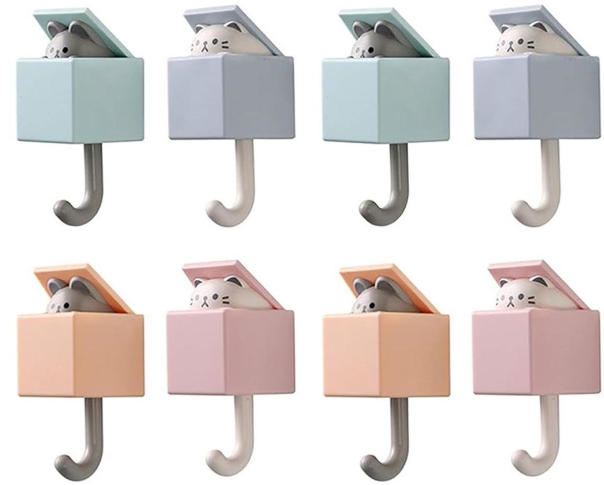GELLDG 8 stuks zelfklevende wandhaken - Herbruikbare meerdoelhaak voor thuis en keuken - 10,5 x 5 cm
